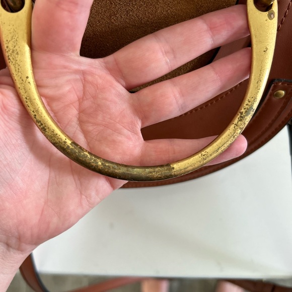 Tan, round, cross body purse - Picture 5 of 5